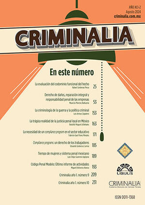 CRIMINALIA AÑO XCI - 02 REVISTA DE LA ACADEMIA MEXICANA DE CIENCIAS PENALES AGOSTO 2024