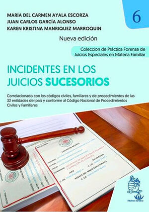 INCIDENTES EN LOS JUICIOS SUCESORIOS. TOMO 6 - 1.ª ED. 2024 NUEVA EDICIÓN